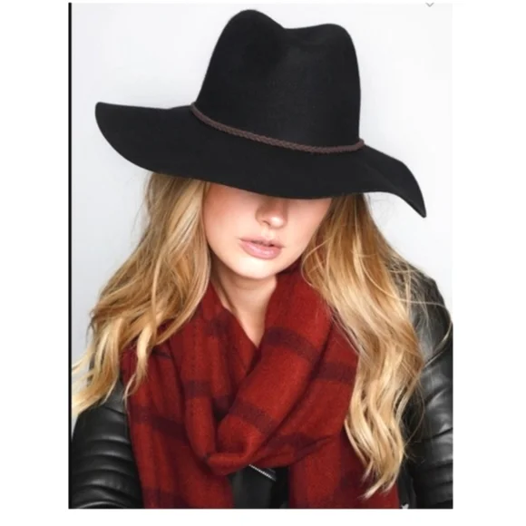 Wool Felt Wide Brim Panama Hat W/ Suede Braided Ribbon Accent✨️ - Picture 5 of 5